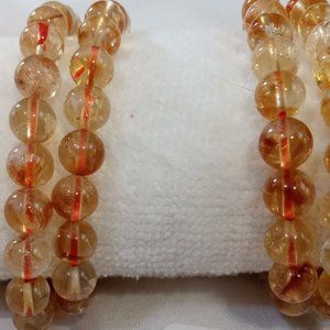 Dark Citrine 8.6 mm Bead Stretchy Bracelets